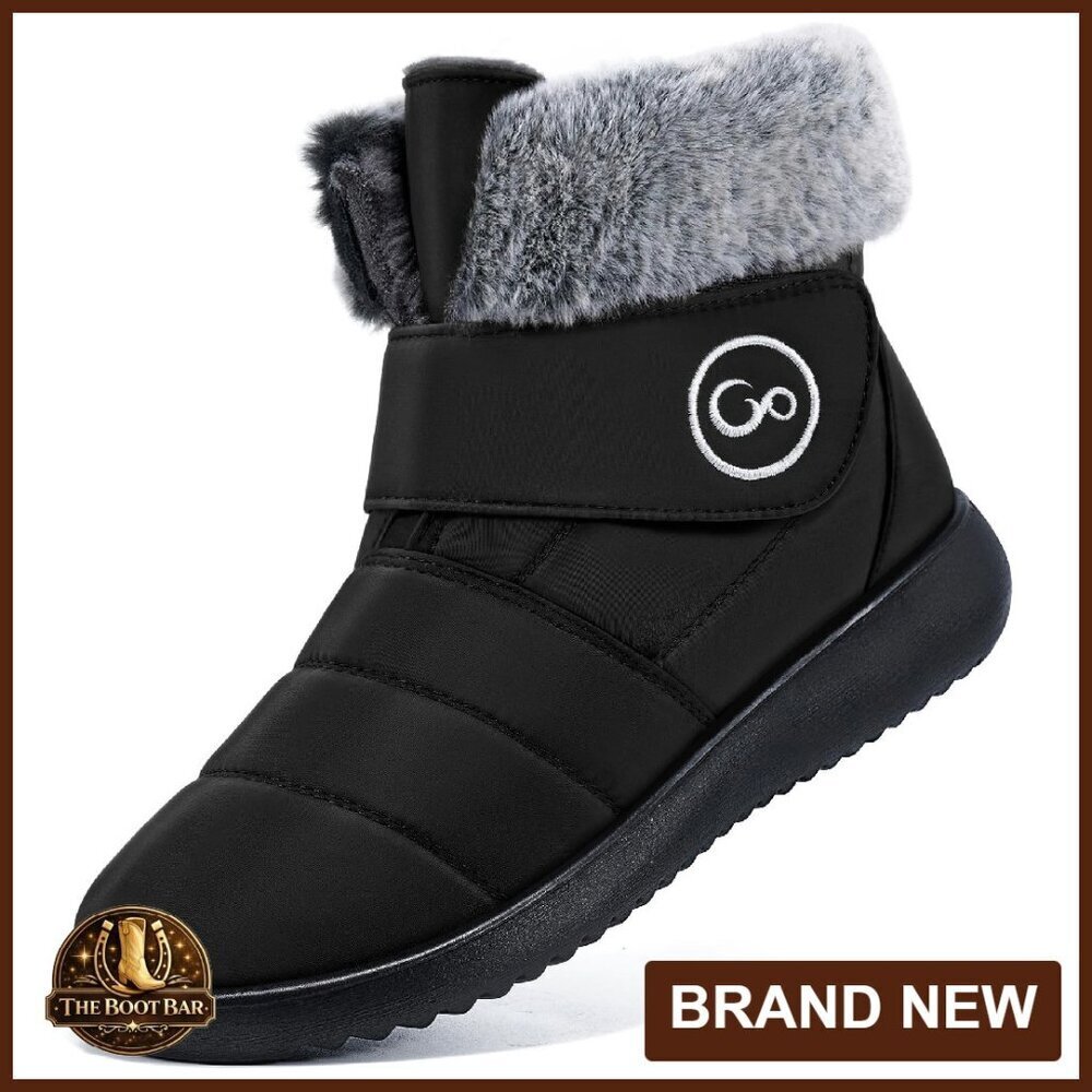 Women's Winter Snow Boots Waterproof Fur Lined Slip On Outdoor